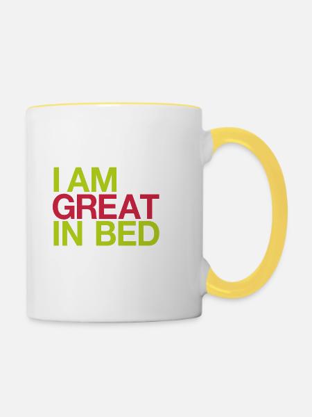 Ich bin großartig im Bett - Tasse zweifarbig - Weiß/Gelb