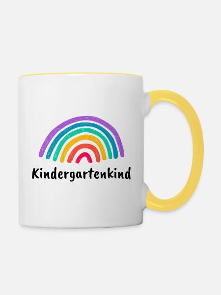 Kindergartenkind Regenbogen - Tasse zweifarbig - Weiß/Gelb