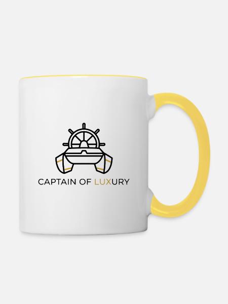 Luxus-Katamaran-Linienkunst - Tasse zweifarbig - Weiß/Gelb