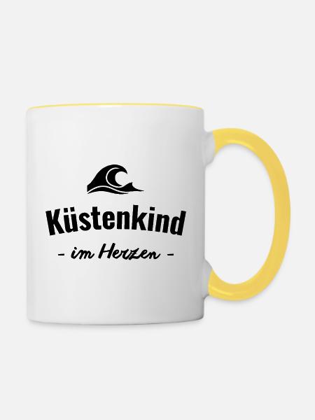 Küste im Herzen - Tasse zweifarbig - Weiß/Gelb