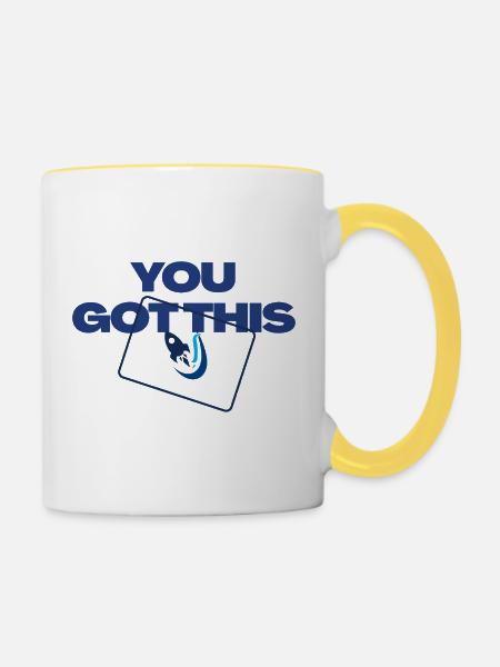 Du hast diese Raketen-Tablette - Tasse zweifarbig - Weiß/Gelb