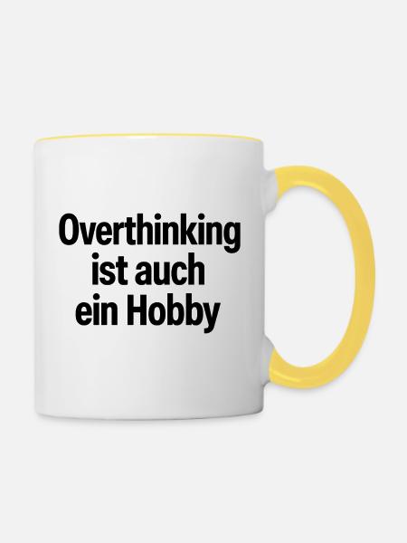 Overthinking ist auch ein Hobby - Tasse zweifarbig - Weiß/Gelb