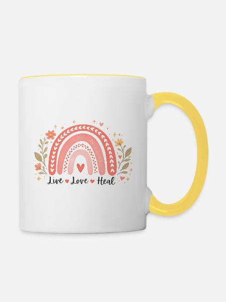 Regenbogen-Therapeuten-Geschenk für Gesundheitsarbeiter - Tasse zweifarbig - Weiß/Gelb
