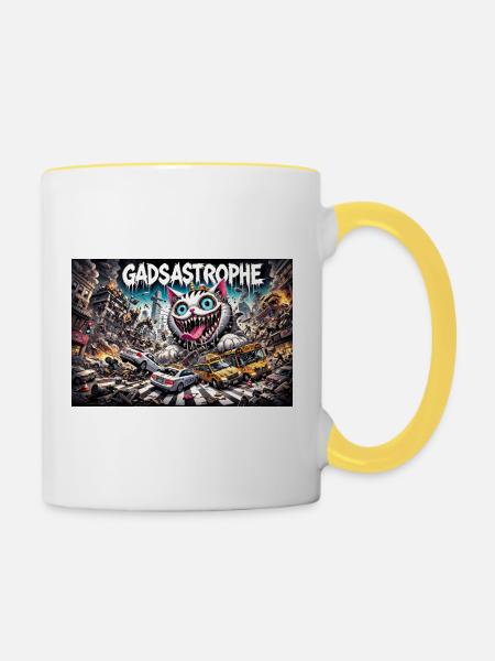 Gadsastrophe Quer - Tasse zweifarbig - Weiß/Gelb