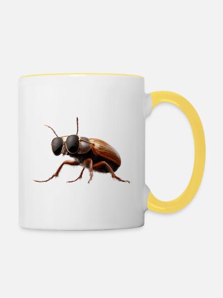 Maikäfer Süßer Hirschkäfer Nashornkäfer Insekten - Tasse zweifarbig - Weiß/Gelb