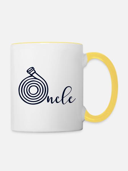Onkel French Feuerwehrmann - Tasse zweifarbig - Weiß/Gelb