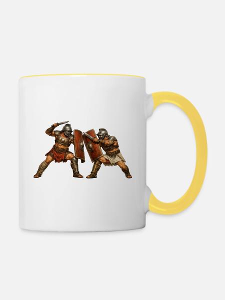 Römische Gladiatoren - Tasse zweifarbig - Weiß/Gelb