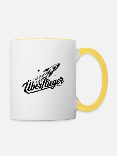 Überflieger (Erfolg) - Tasse zweifarbig - Weiß/Gelb