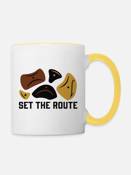 Klettergriffe Boulder Logo - Tasse zweifarbig - Weiß/Gelb