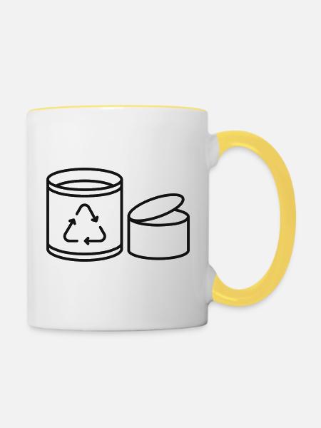 Ikone der Metallrecyclinglinie - Tasse zweifarbig - Weiß/Gelb