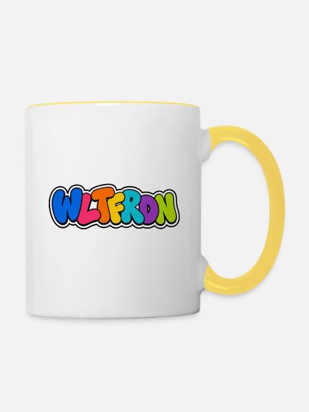 Weltfrieden - Tasse zweifarbig - Weiß/Gelb