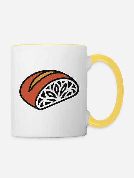 Sauerteigbrot Muster Grafik - Tasse zweifarbig - Weiß/Gelb