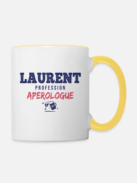 Laurent Aperologue – Humor Apéro - Tasse zweifarbig - Weiß/Gelb