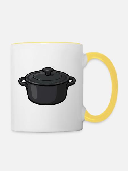 Dunkler Schmortopf Illustration - Tasse zweifarbig - Weiß/Gelb