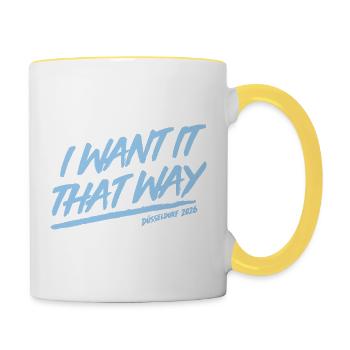 I Want It That Way - Backstreet - Düsseldorf 2026 - Tasse zweifarbig - Weiß/Gelb - Rechts