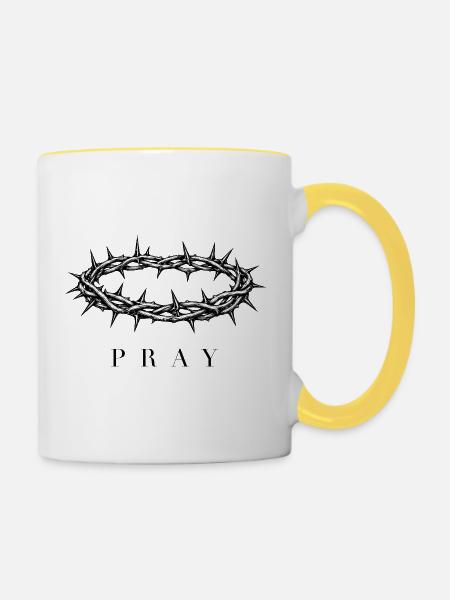 Dornenkrone – Jesus Christus - Tasse zweifarbig - Weiß/Gelb