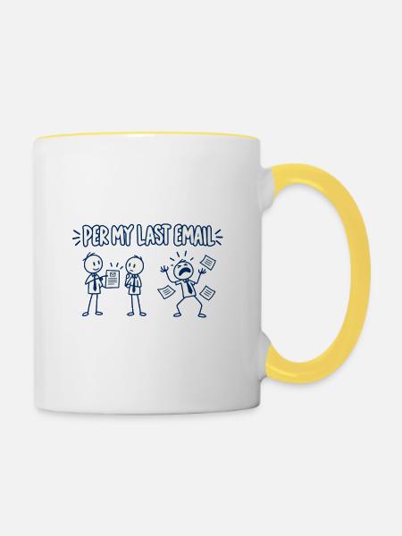 Laut letzter E-Mail - Tasse zweifarbig - Weiß/Gelb
