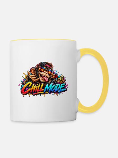 Chill Mode Dschungel Vibes - Tasse zweifarbig - Weiß/Gelb