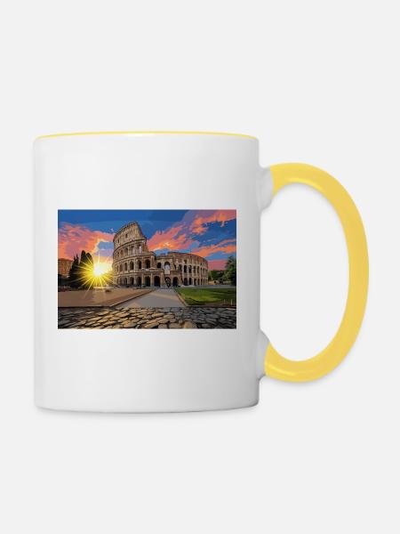 colosseo_al_tramonto - Tasse zweifarbig - Weiß/Gelb