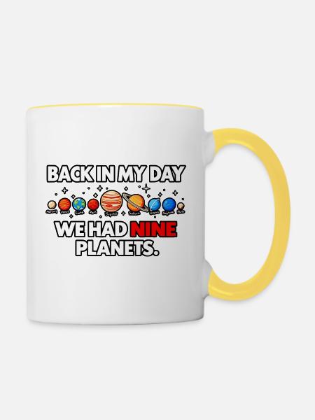 Neun Planeten - Tasse zweifarbig - Weiß/Gelb