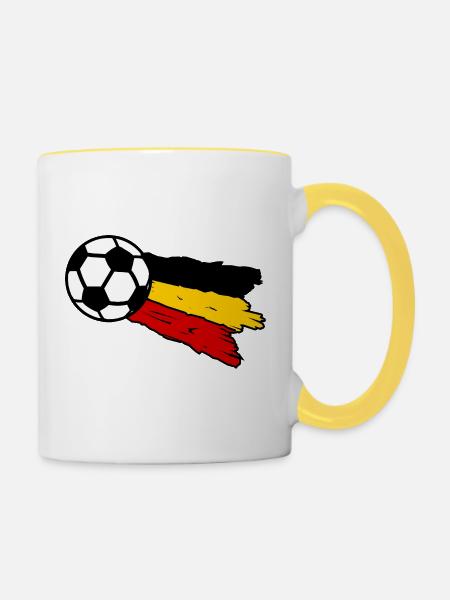 Fußballflagge Belgien - Tasse zweifarbig - Weiß/Gelb