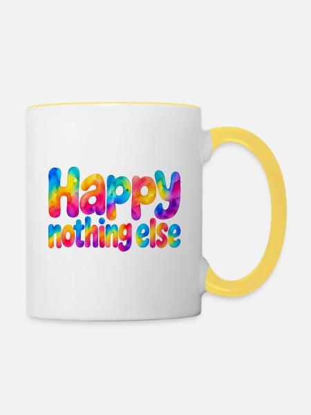 Happy Nothing Else – Einfach glücklich - Tasse zweifarbig - Weiß/Gelb