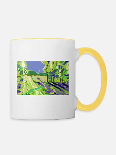 Impressionistische Sonnenlandschaft - Tasse zweifarbig - Weiß/Gelb