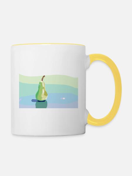 Stift auf pastellfarbener Oberfläche - Tasse zweifarbig - Weiß/Gelb
