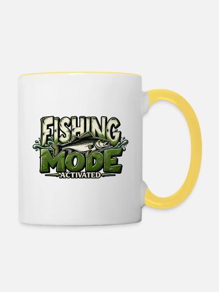 Fishing Mode Activated Angeln Angler Geschenkidee - Tasse zweifarbig - Weiß/Gelb