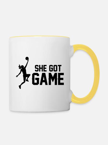 Frauen Basketball - Tasse zweifarbig - Weiß/Gelb