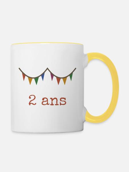 2. 2 JAHRE - Tasse zweifarbig - Weiß/Gelb