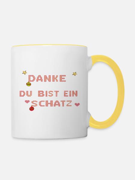 du bist ein Schatz - Tasse zweifarbig - Weiß/Gelb