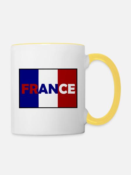 Französische Flagge Typo-Design - Tasse zweifarbig - Weiß/Gelb