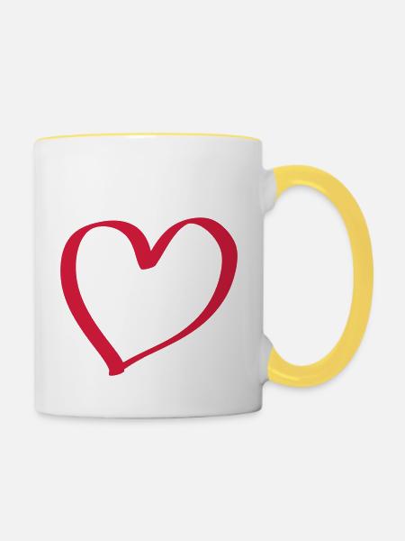 herz - Tasse zweifarbig - Weiß/Gelb