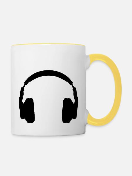 headphones - Tasse zweifarbig - Weiß/Gelb