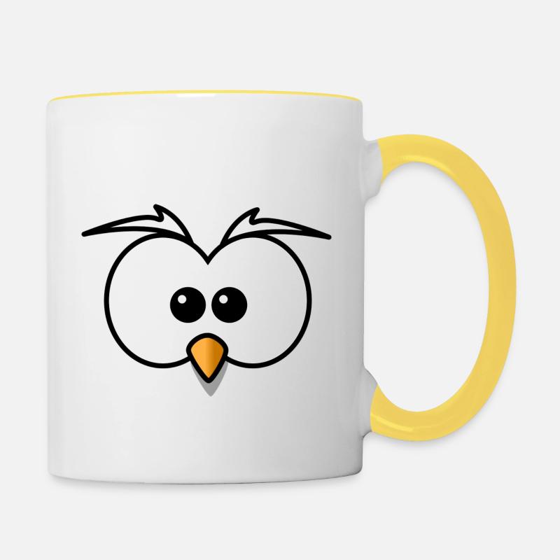 Eule - Tasse zweifarbig - Weiß/Gelb