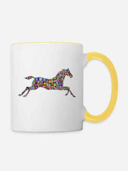 Pferd - Tasse zweifarbig - Weiß/Gelb