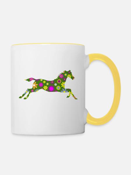 Pferd - Tasse zweifarbig - Weiß/Gelb