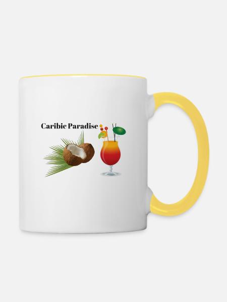 Happy Caribic Paradise - Tasse zweifarbig - Weiß/Gelb