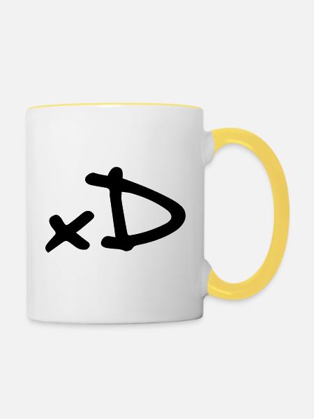 xD - Tasse zweifarbig - Weiß/Gelb