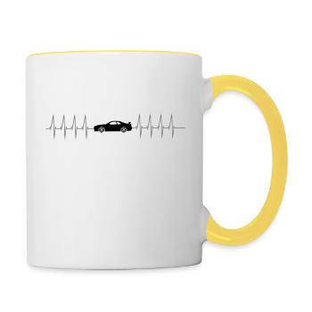 Rythme cardiaque automatique - Mug contrasté - blanc/jaune - Droite
