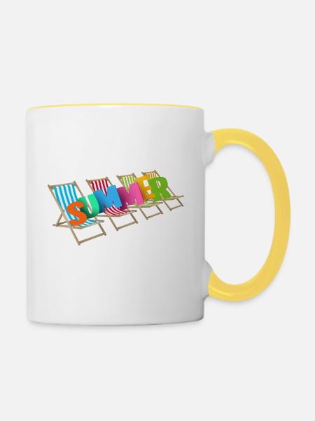 Sommer - Tasse zweifarbig - Weiß/Gelb