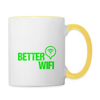 Wifi Wifi Informaticien Programmeur Geek Cadeau - Mug contrasté - blanc/jaune - Droite