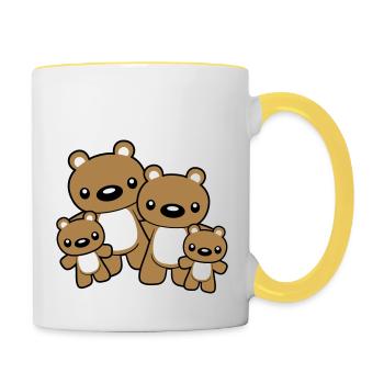 Bears family with 2 small children - Contrasting Mug - white/yellow - Right