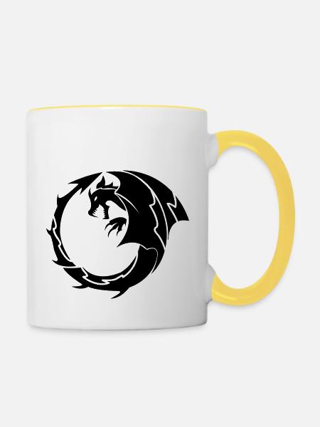 dragon_001 - Tasse zweifarbig - Weiß/Gelb