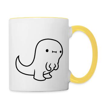 Kleiner T Rex - Tasse zweifarbig - Weiß/Gelb - Rechts