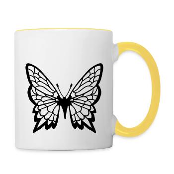 Beautiful Butterfly Design - Contrasting Mug - white/yellow - Right