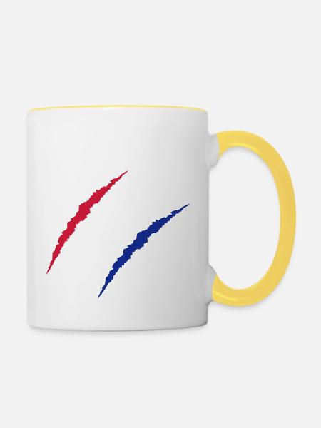 krallen_niederlande - Tasse zweifarbig - Weiß/Gelb