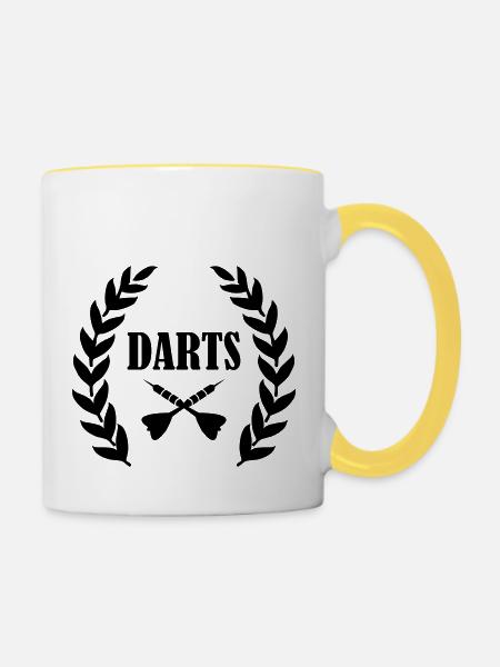 darts - Tasse zweifarbig - Weiß/Gelb