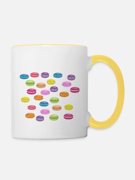 Macarons - Tasse zweifarbig - Weiß/Gelb